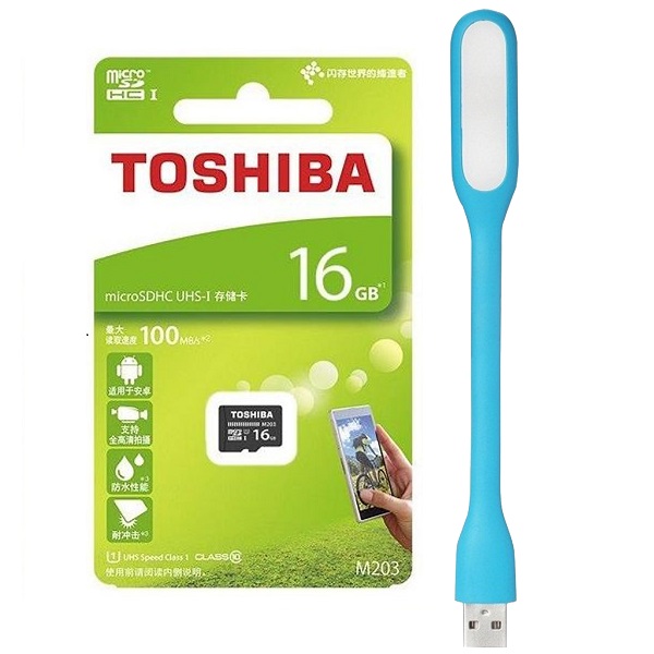 Thẻ nhớ MicroSDHC Toshiba M203 UHS-I U1 16GB 100MB/s (Đen) - Hàng chính hãng + Tặng Đèn Led