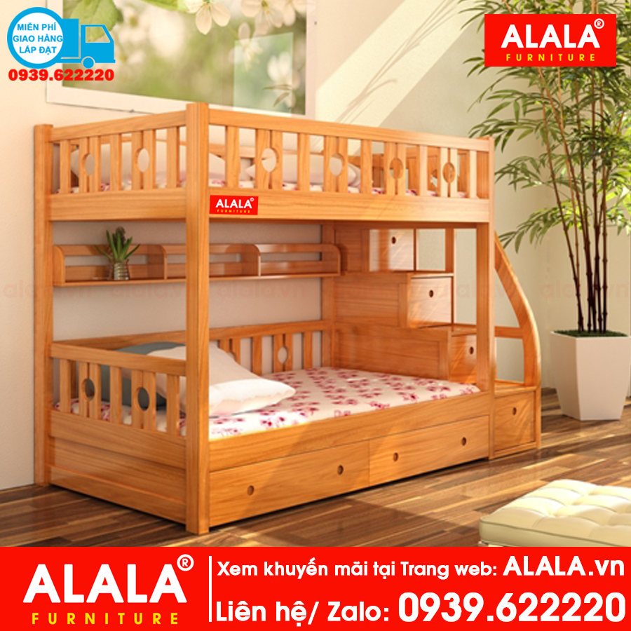 Giường tầng ALALA114 gỗ thông nhập khẩu - www.ALALA.vn® - Za.lo: 0939.622220
