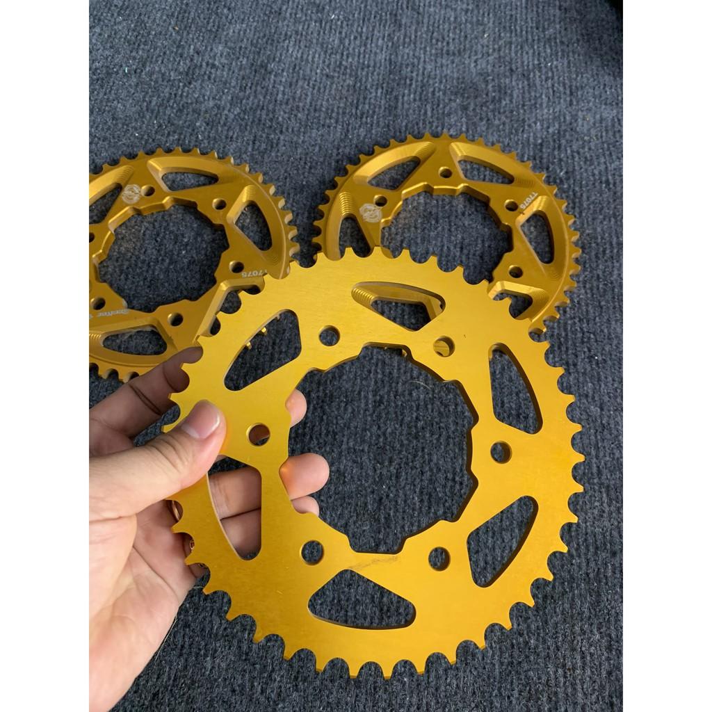 Nhông sên dĩa , Dĩa Tải Nhôm T7075 màu vàng chính hãng Cho dòng xe exciter150 cực xịn Lắp như zin