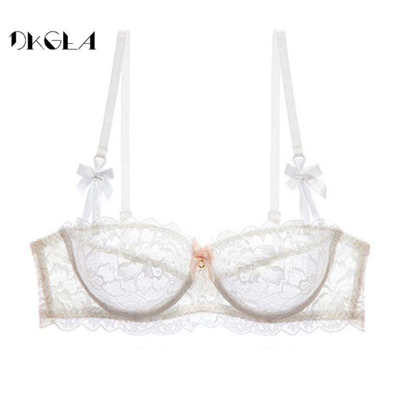 Mới Đầu Áo Ngực Sexy Plus Kích Thước Quần Lót Ren Siêu Mỏng Trong Suốt Yếm A B C D Ly Màu Trắng Áo Ngực Thêu Nữ quần Lót Ren Đen