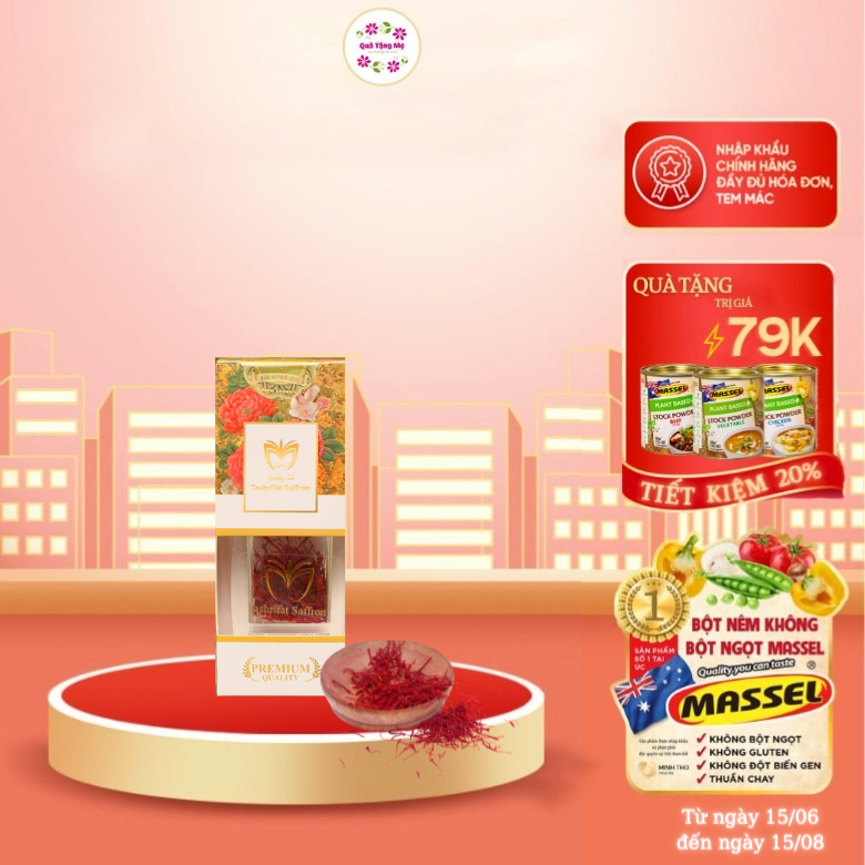 Combo 3 Lọ Nhụy hoa nghệ tây Tashrifat Saffron Premium loại Negin sợi to