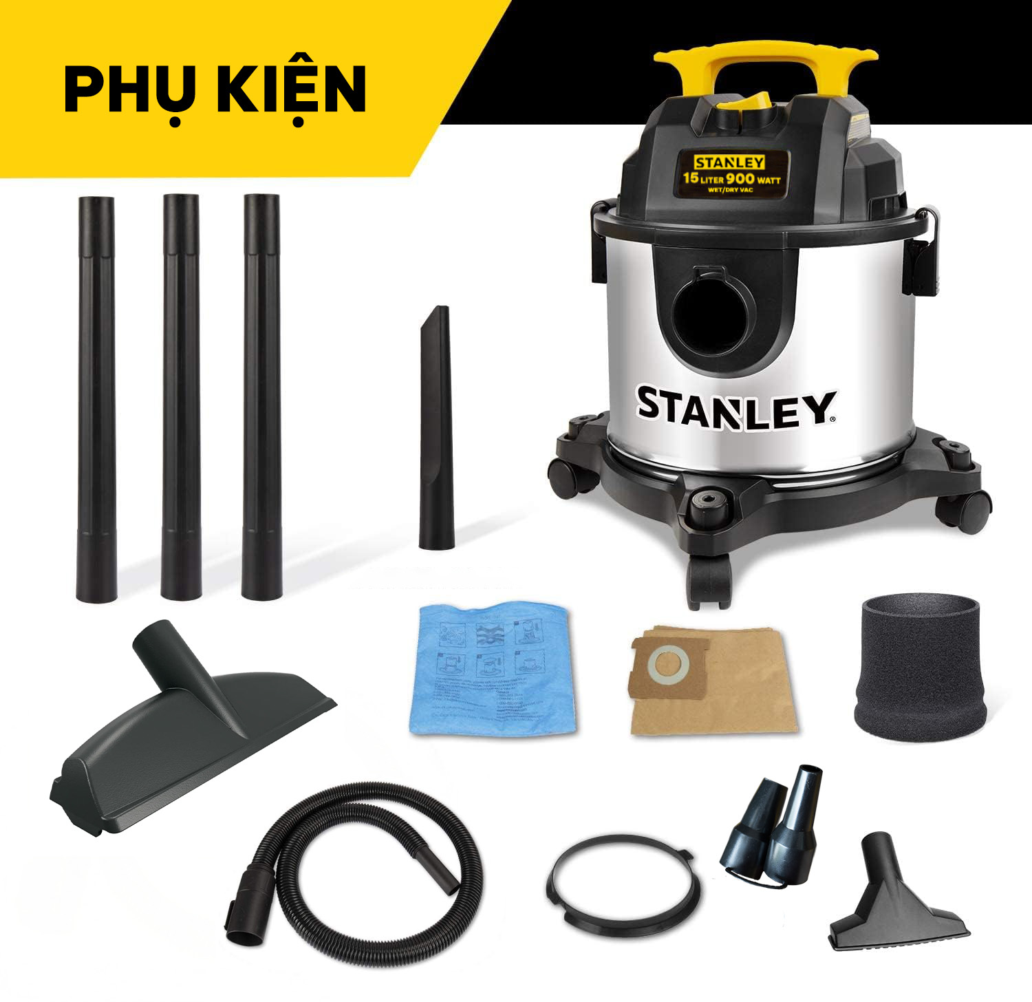 Máy hút bụi Gia dụng 3 chức năng Stanley SL19301-4BA – 15L – 13Kpa - HÀNG CHÍNH HÃNG