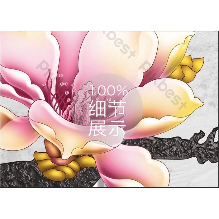 Tranh dán tường Hoa hồng ngọc lan hiện đại nổi bật, tranh dán tường 3d hiện đại MS1009944