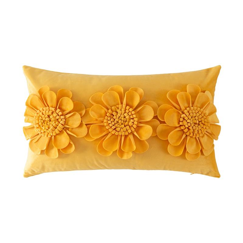 Gối trang trí sofa cao cấp, hoa văn độc lạ màu vàng 45x45cm, 30x50cm
