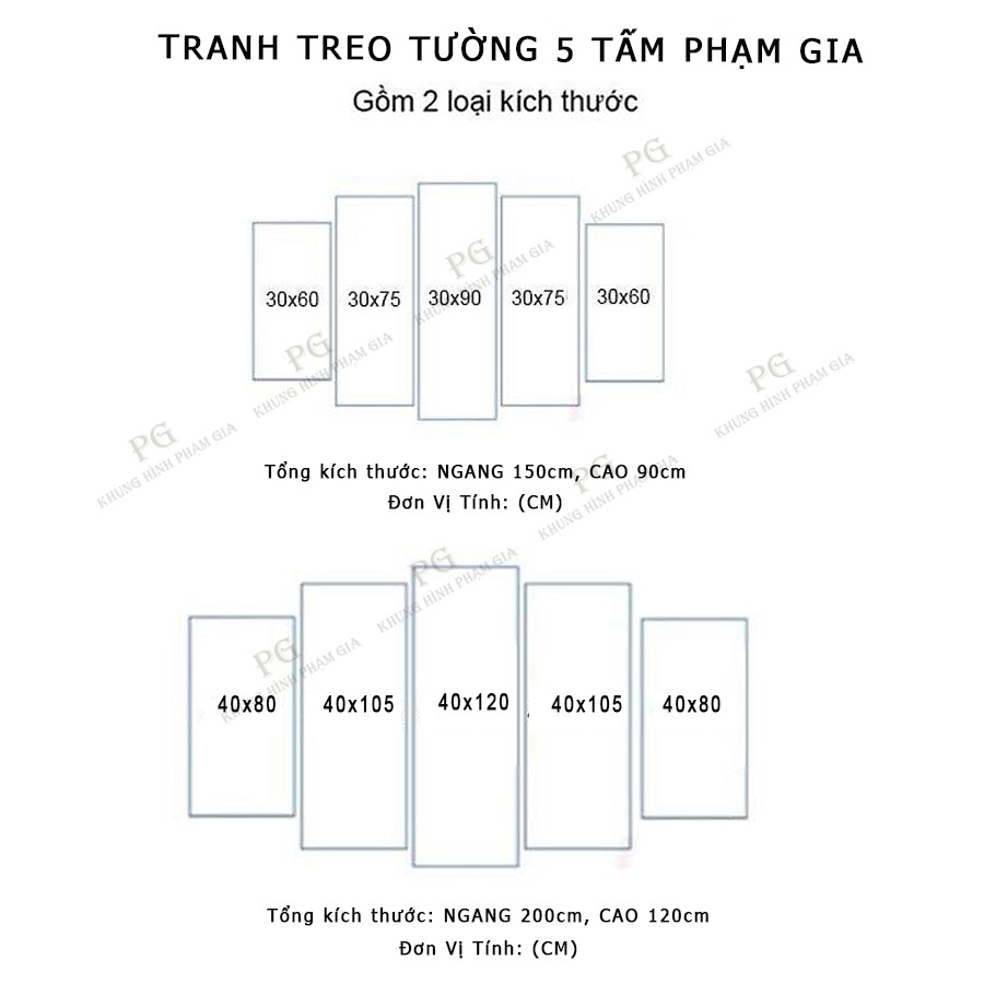 Tranh Treo Tường Chủ Đề Phật Giáo Treo Phòng Thờ, Phòng Khách, Tranh ghép bộ 5 tấm - PGLMN46