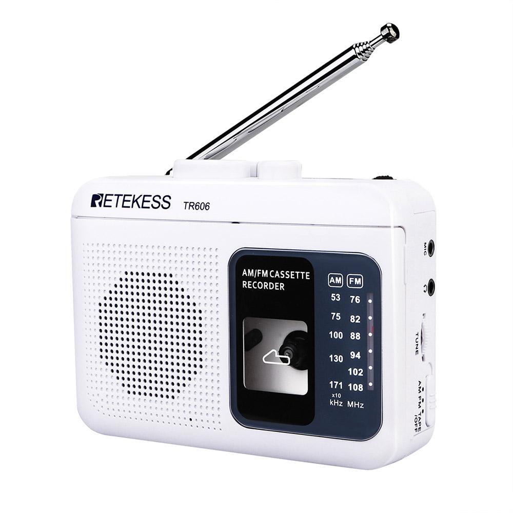 Đài Ăng-ten Retekess TR606 Mini Di động kính thiên văn với đầu phát Cassette Radio kỹ thuật số Phát lại loa