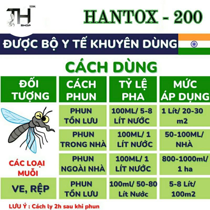 Thuốc phun muỗi, ruồi và côn trùng HANTOX 200 lọ 100ml- Bộ y tế khuyên dùng