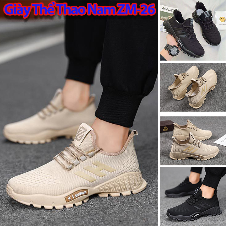 Giày Sneaker Nam ZM-26 Giày Thể Thao Nam Tăng Chiều Cao Đến 3cm Cá Tính Chính Hãng Size 39 - 44 Vải Mềm Thoáng Khí