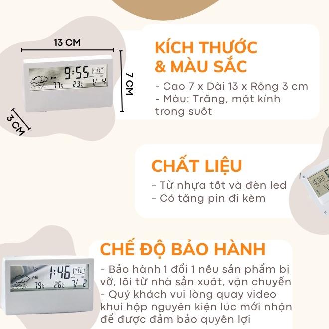 Đồng hồ trang trí phòng ngủ và bàn làm việc, đồng hồ led mini để bàn thông minh có báo thức