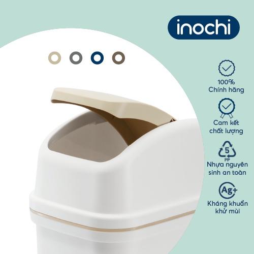 Thùng rác nắp lật Inochi - Hiro 15L Thân Trắng kem + Nắp Ghi sữa/ Xanh chàm/ Nâu café/ Be sữa
