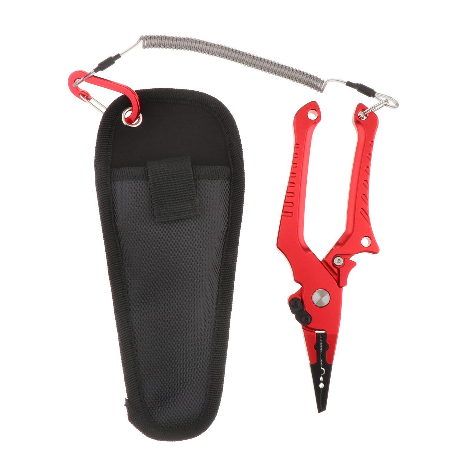 Aluminum Alloy Fishing Pliers Lightweight Fishing Tackle Pliers Braid Cutters, Equipped with Sheath and Lanyard