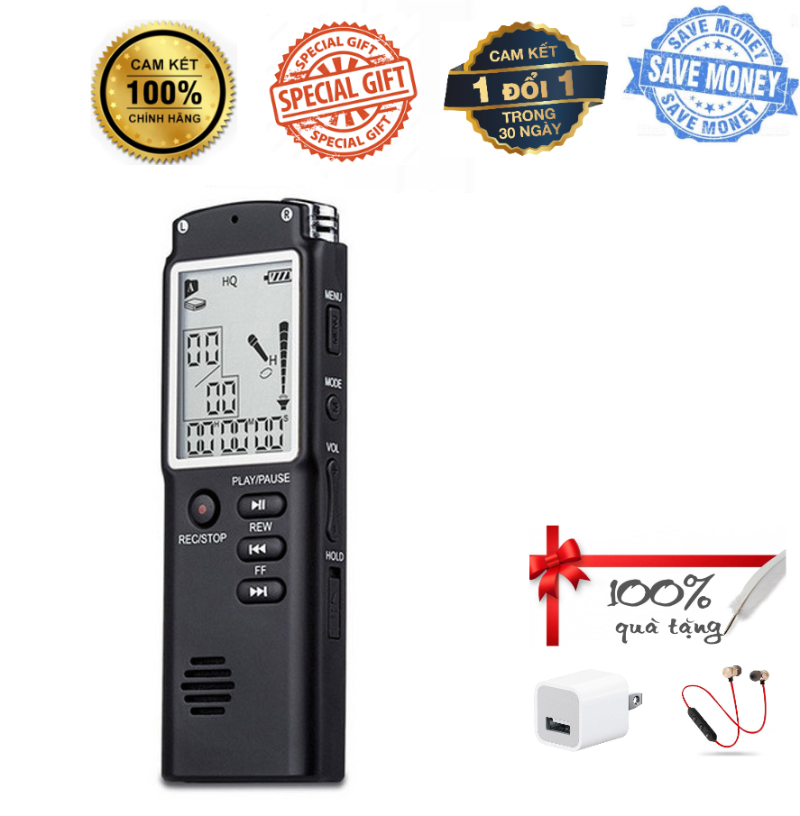 ROGTZ  - Máy Ghi Âm Chuyên Nghiệp T60 Dung lượng 8GB Ghi Âm Chất Lượng Cao Dễ Sử Dụng Ghi âm lặp lại Tự động lưu file Loa ngoài Thời gian ghi âm 720 phút Kết nối dễ dàng USB 2.0 Sinh viên Nhà báo Nhân viên văn phòng Họp hành Phỏng vấn - Hàng Chính Hãng