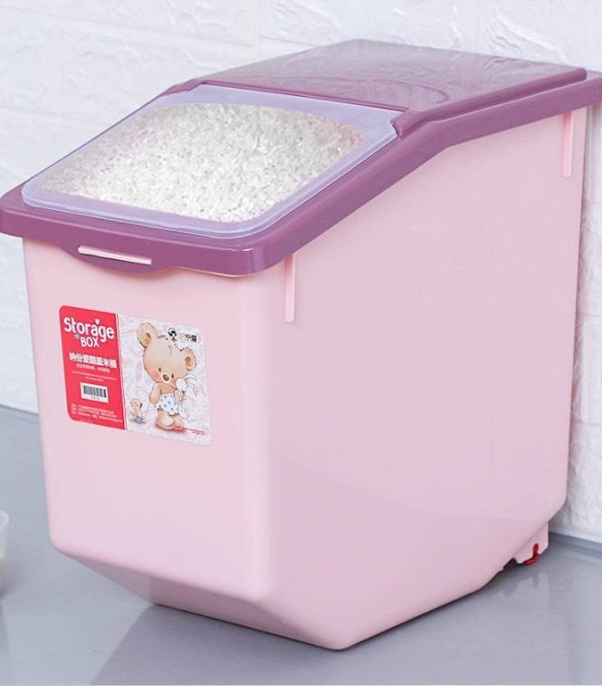 thùng đựng gạo 15kg - màu hồng tím