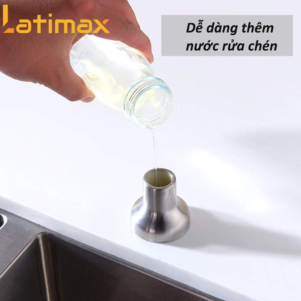 Bình đựng nước rửa chén gắn chậu rửa đầu vòi xịt Inox 304 Cao cấp - Dung tích 330ml