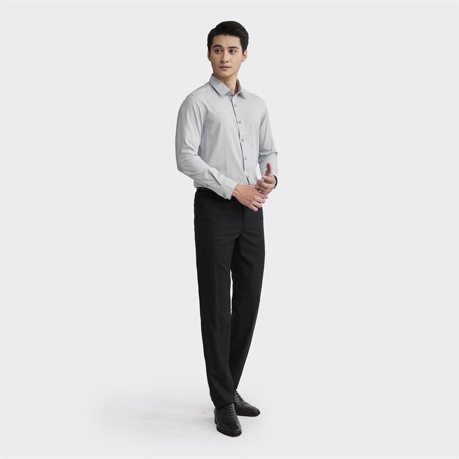 Áo sơ mi nam dài tay ARISTINO dáng Slim fit ôm vừa, màu xám solid nam tính, lịch lãm - ALS11302