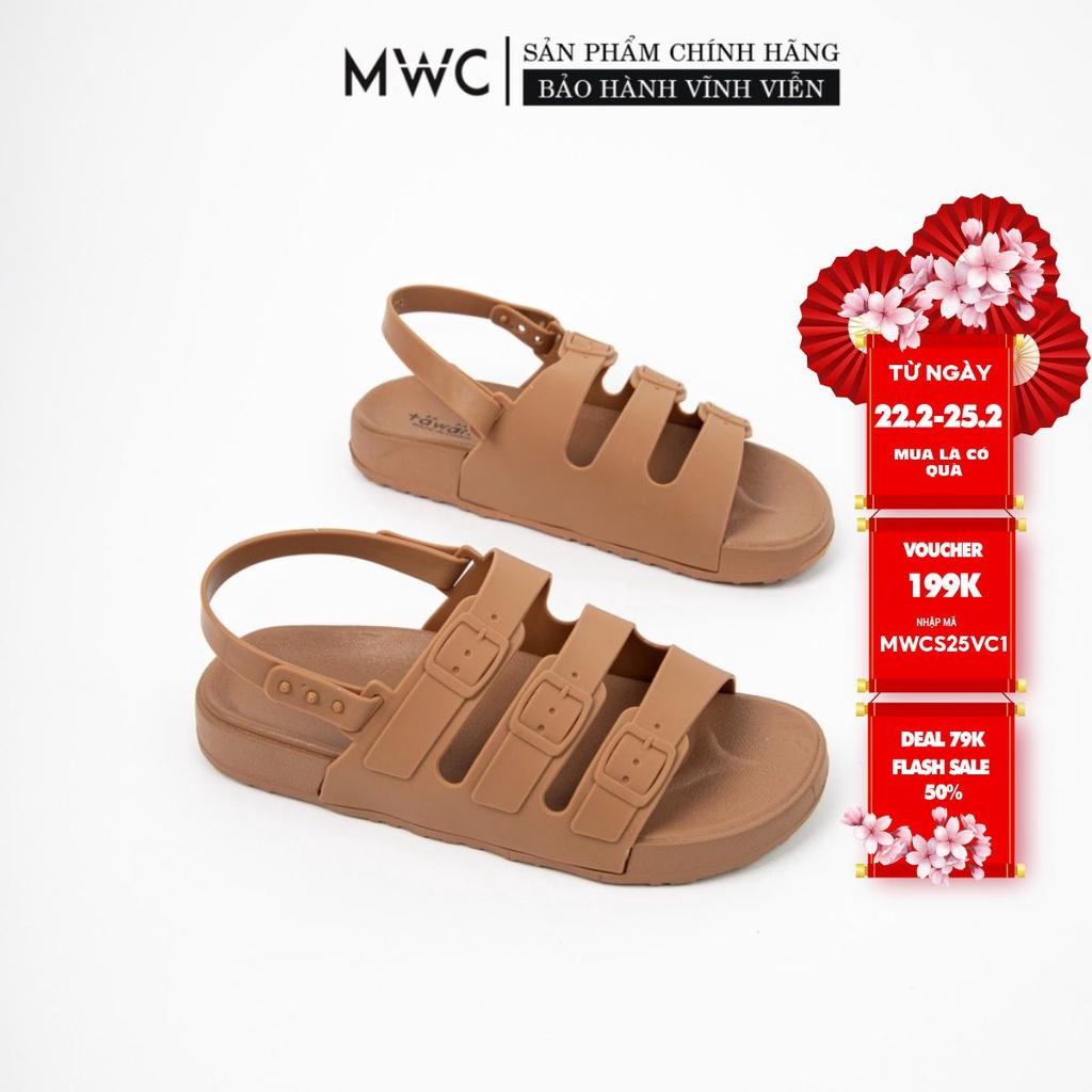 GIÀY SANDAL NỮ MWC - SANDAL THỜI TRANG 2IN1 2 QUAI NGANG CAO SU DẺO - NUSD- 2858