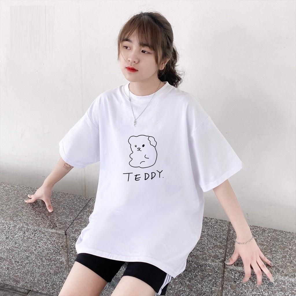 Áo Thun Tay Lỡ nam nữ unisex in TEDDY chất vải dày mịn co dãn