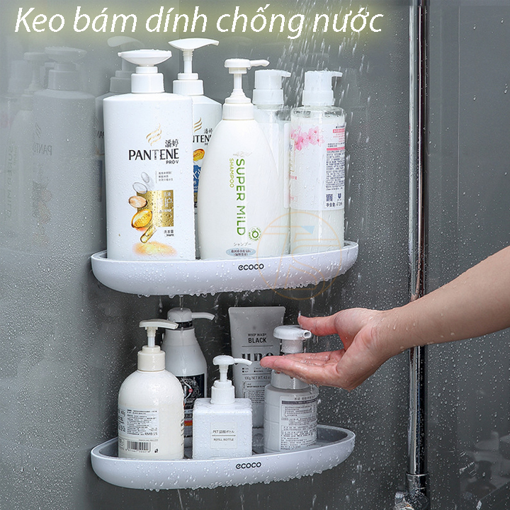 Kệ Góc Phòng Dán Tường Ecoco E2030 Để Đồ Trong Nhà Tắm, Nhà Bếp Chống Nước Chịu Lực