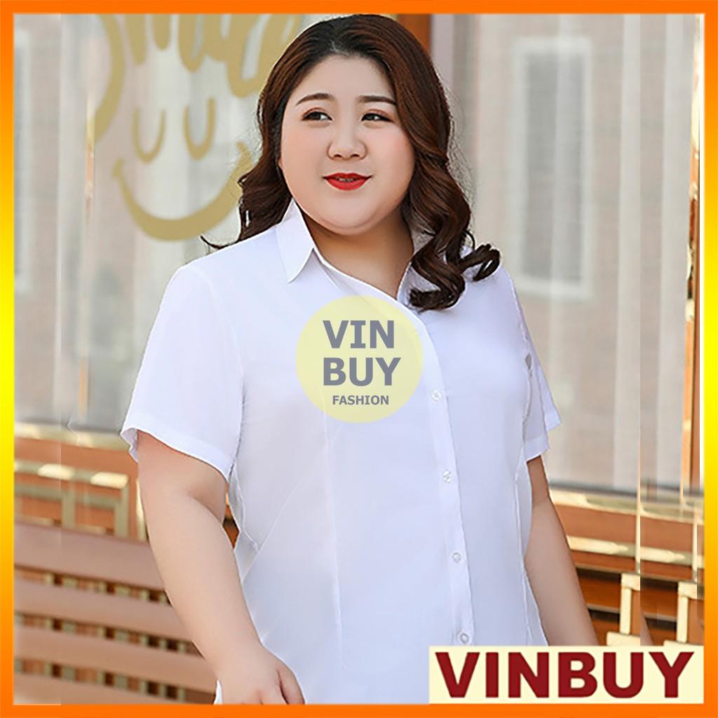 áo sơ mi trắng nữ bigsize VINBUY form áo lên đến 90kg - 100kg