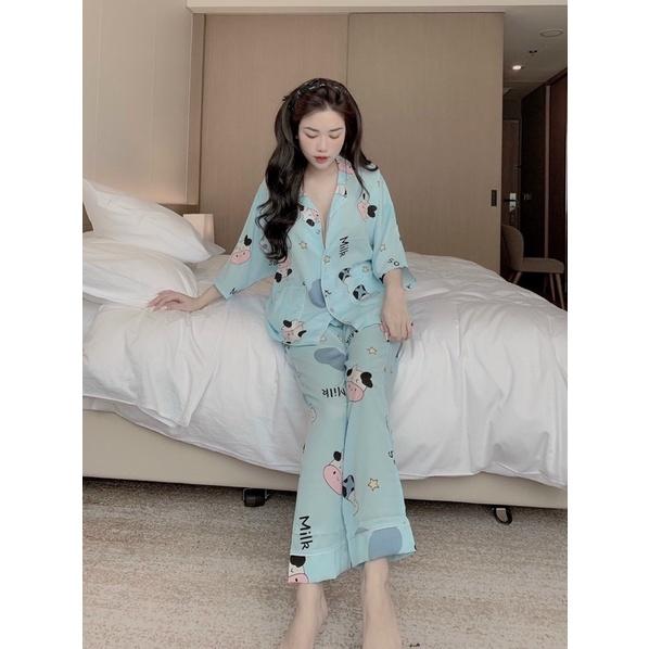 Đồ bộ Bò Sữa Pijama Lụa Maingo cực sang chảnh, vải mềm mịn, không nhăn