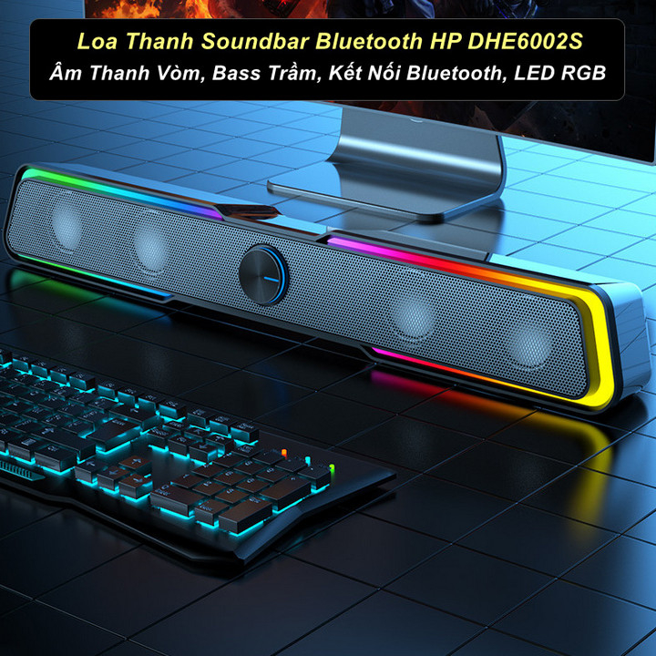 Loa Thanh Bluetooth Soundbar Để Bàn hiệu ứng led RBG DHE6002S Studio QuadSpeak