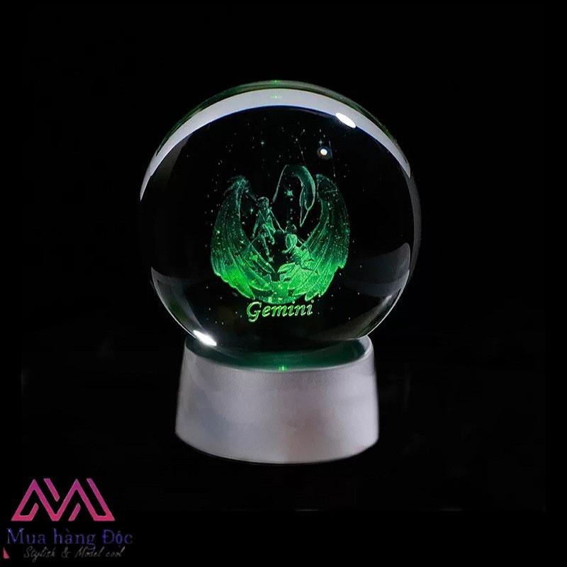 Quà Tặng Sinh Nhật Quả Cầu Pha Lê 3D LED Cung Song Tử