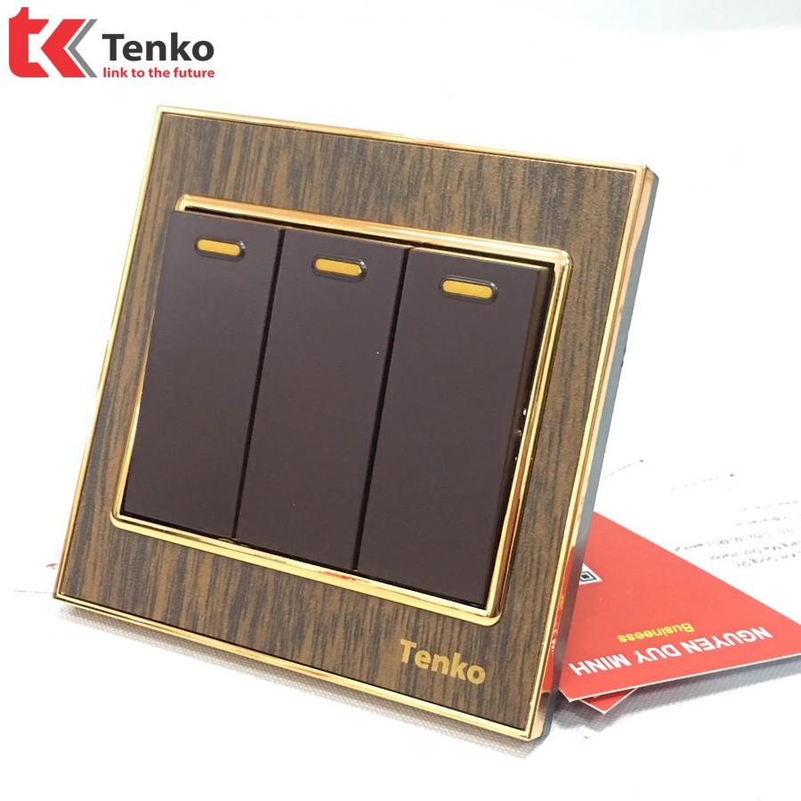 Công Tắc Điện Âm Tường 3 Nút Bấm Vân Gỗ TK-F66-A-03