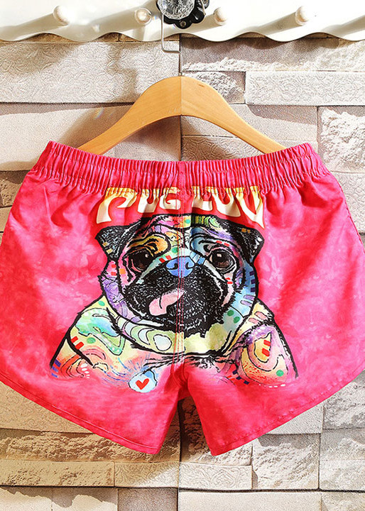 Quần Đi Biển Đôi - Quần Đùi Đôi - Thời Trang Đôi Mùa Hè - Quần Short Cặp Đôi SQ220 Pink Pug