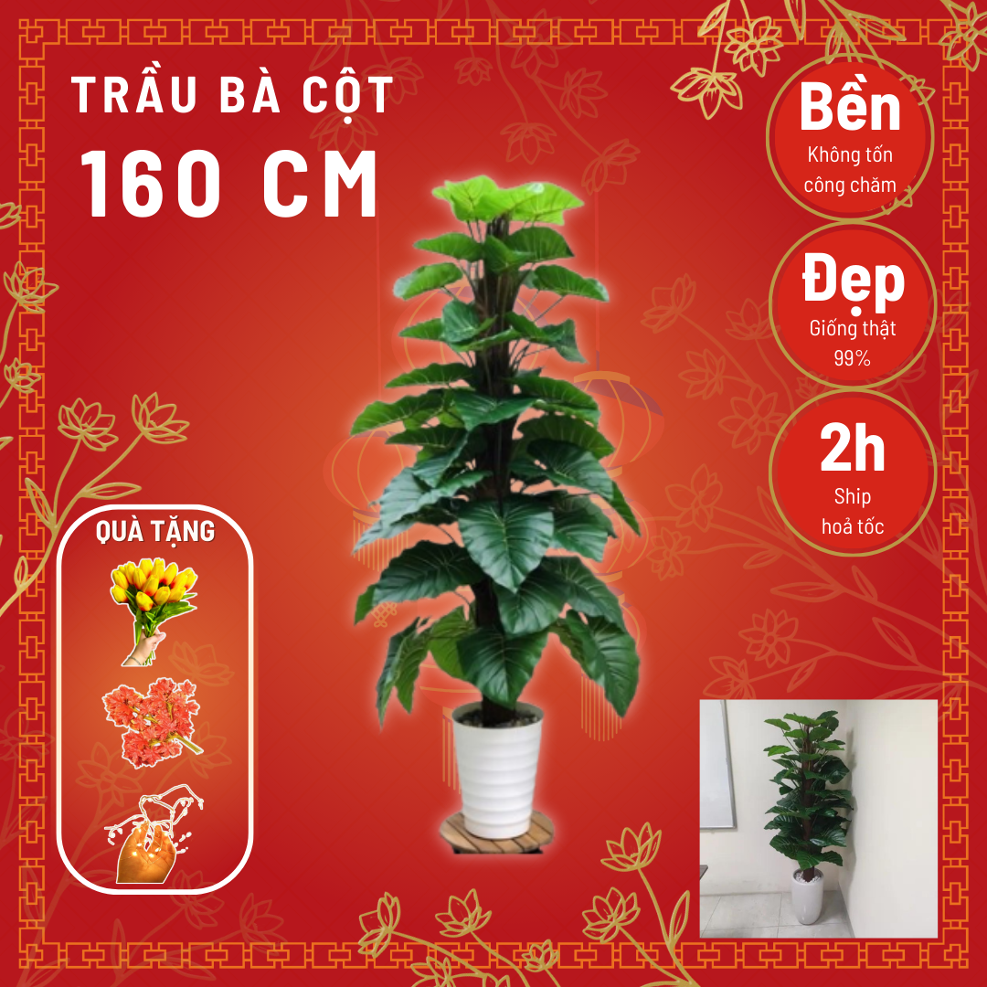 Cây trầu bà leo cột giả giống thật 99% – Cao 160 cm – Ngang 50 đến 60 cm – Cây giả, hoa lụa decor trang trí rẻ, bền, đẹp