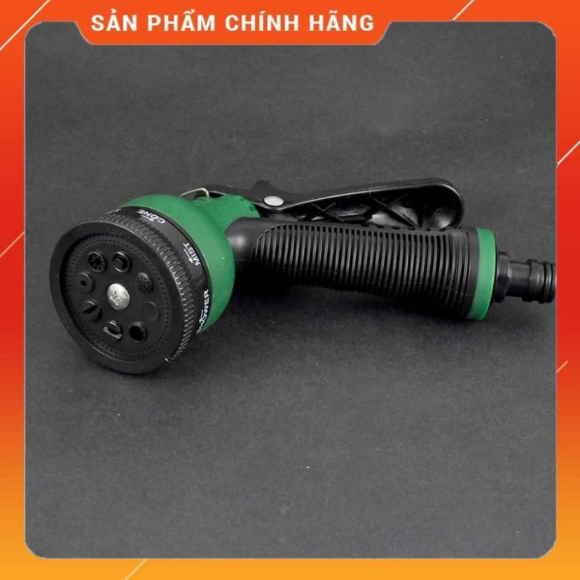 Vòi xịt rửa xe,Vòi phun nước tưới cây tăng áp thông minh 8 chế độ 815621-1 (cút vàng,nối xanh - dây vàng)