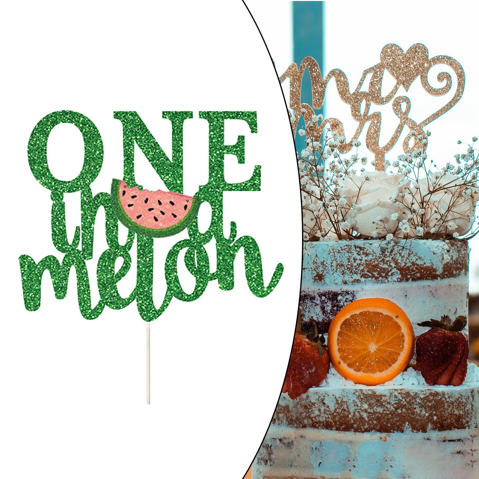 Cake Topper Glitter Watermelon Cupcake Topper 1st Birthday Decor Watermelon Themed Kids Party Supplies Decorations
