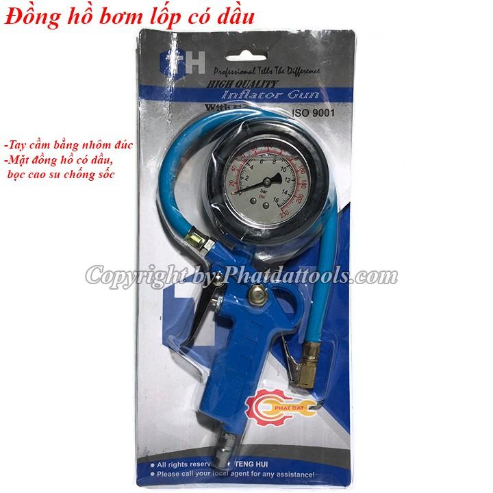 Đồng hồ bơm lốp ô tô xe máy-Mặt đồng hồ có dầu cân bằng kim