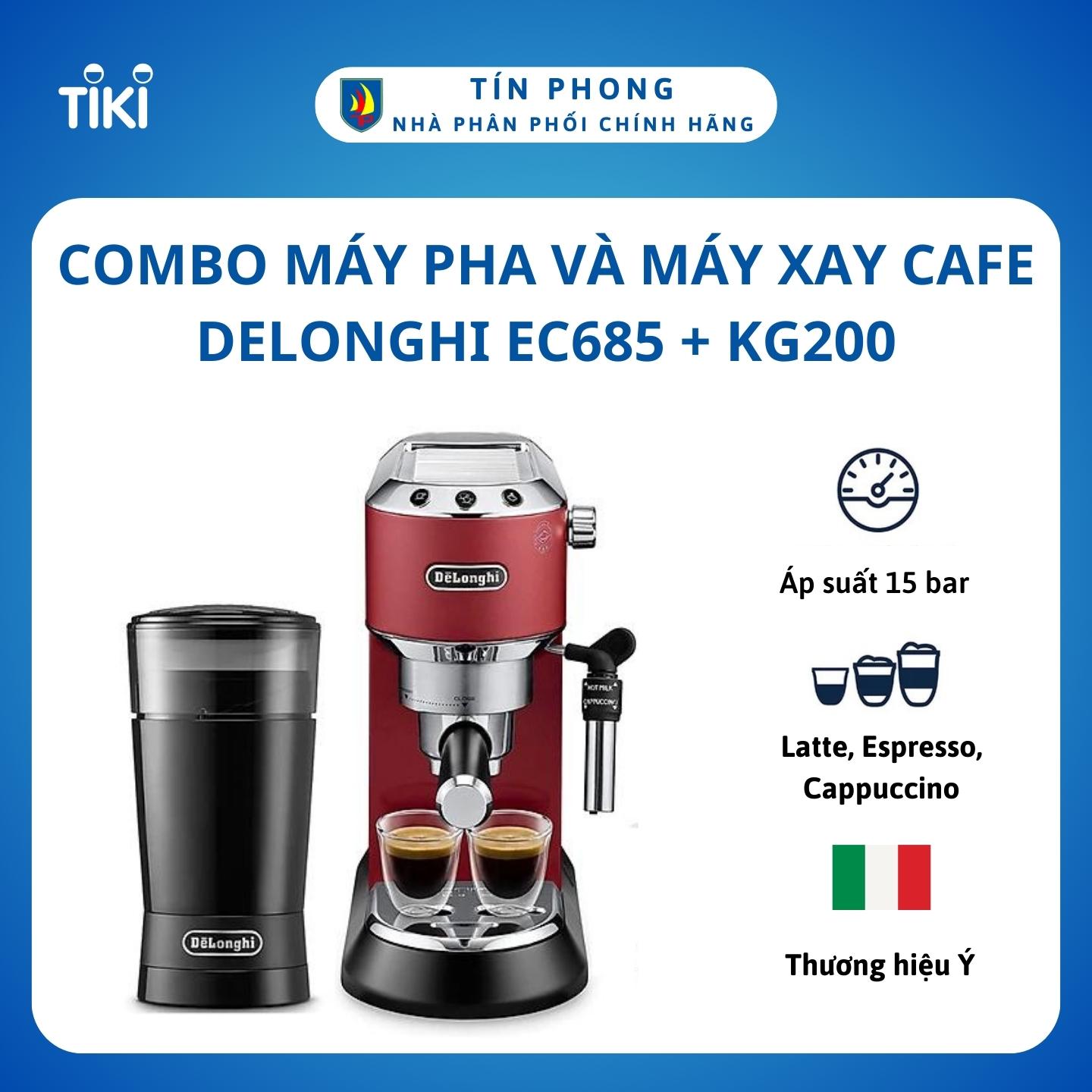 Combo máy pha và máy xay cafe Delonghi EC685 + KG200 - Hàng chính hãng