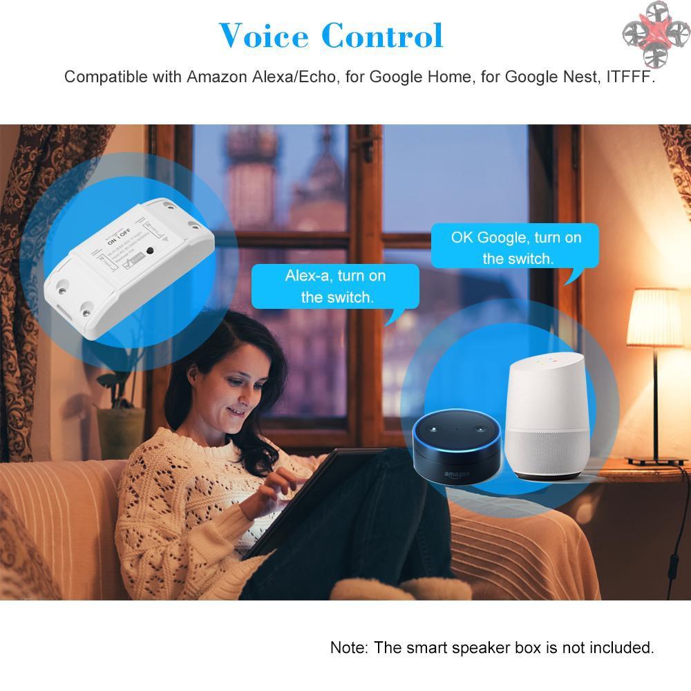 CTOY Tuya WiFi Smart Switch 10A/2200W Wireless Remote Switch Timer APP Control Universal Smart Home Automation Module Voice Control Compatible with Amazon Alexa & for Google Home for Electric Appliances