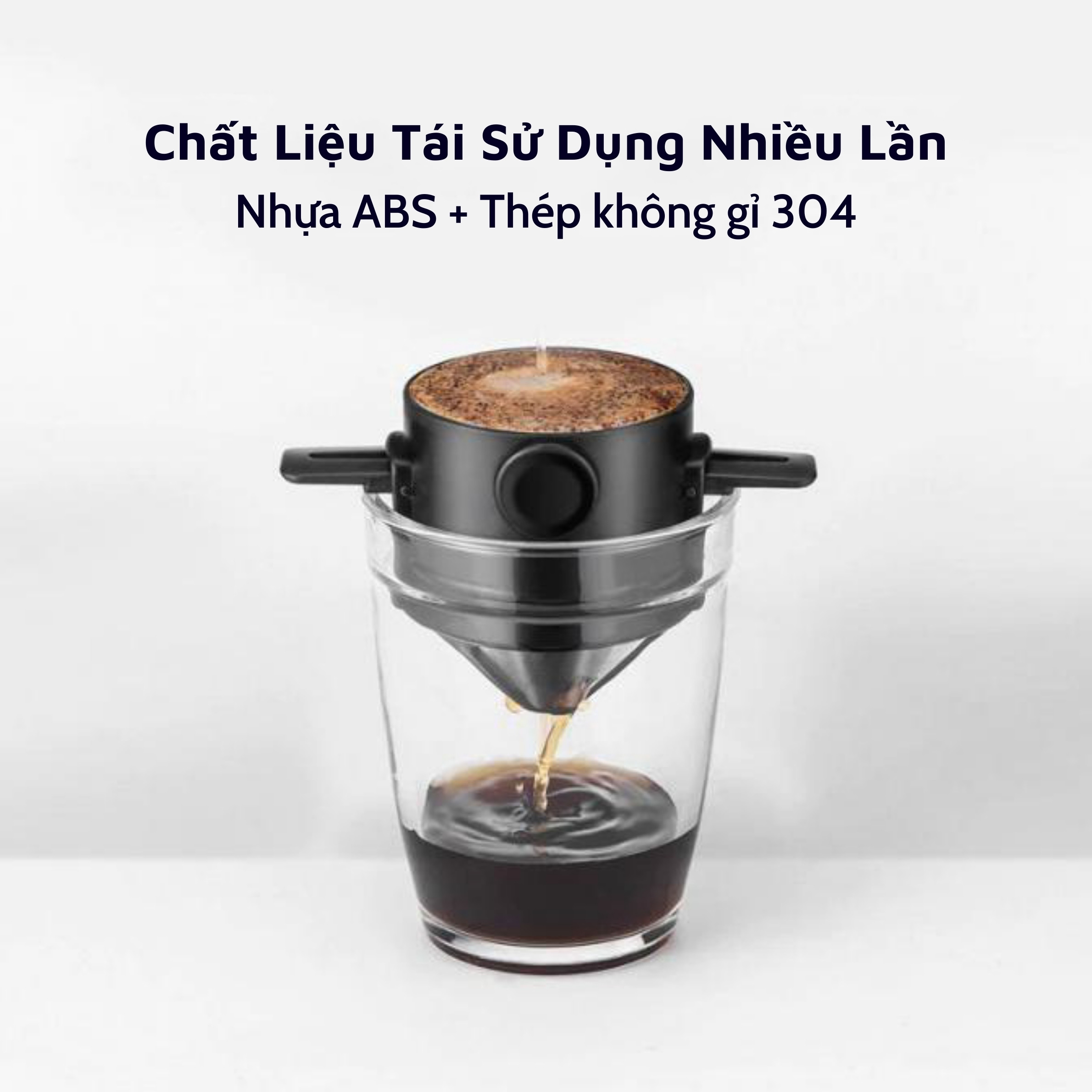 Phin Pha Cà Phê 304 Lưới Thép Không Gỉ Bộ Lọc Nhỏ Giọt Cầm Tay Có Thể Gập Lại