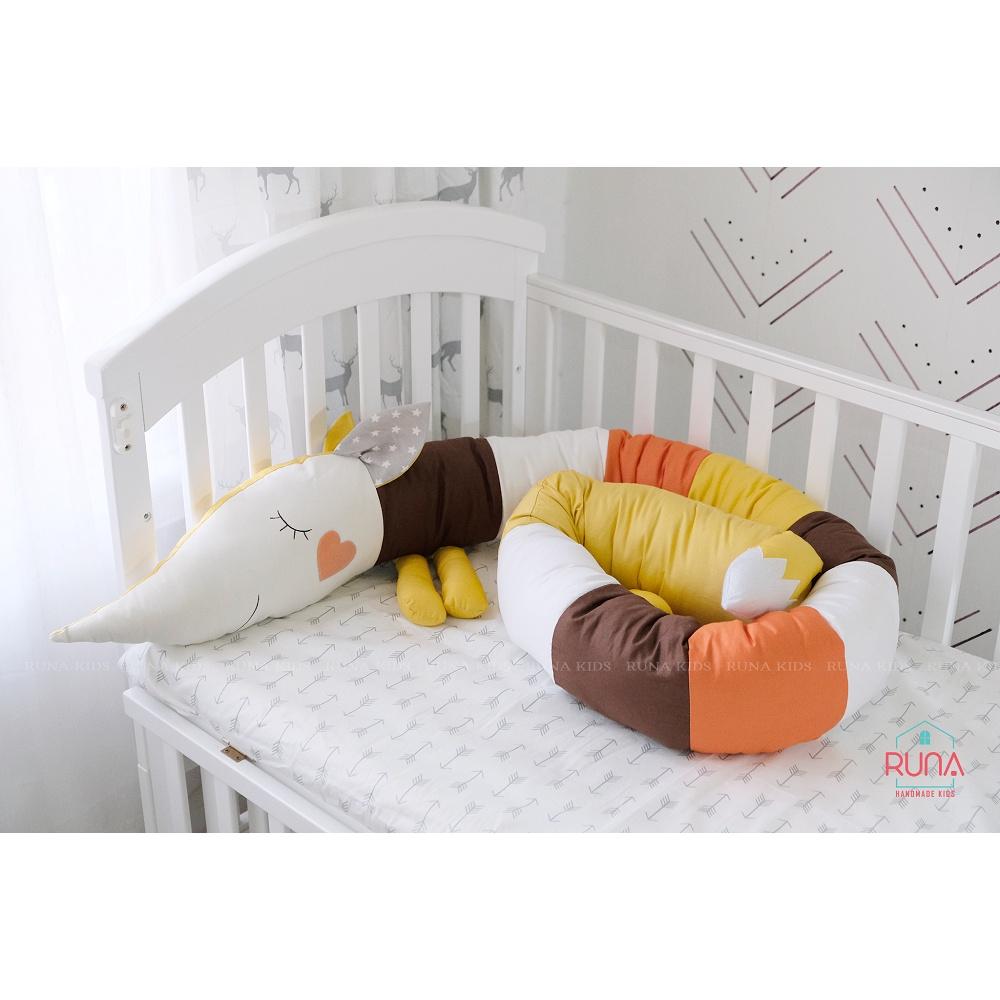 Quây cũi dài hình con thú cho bé RUNA KIDS chất liệu Cotton Hàn 100% cao cấp, bảo vệ an toàn giấc ngủ cho bé