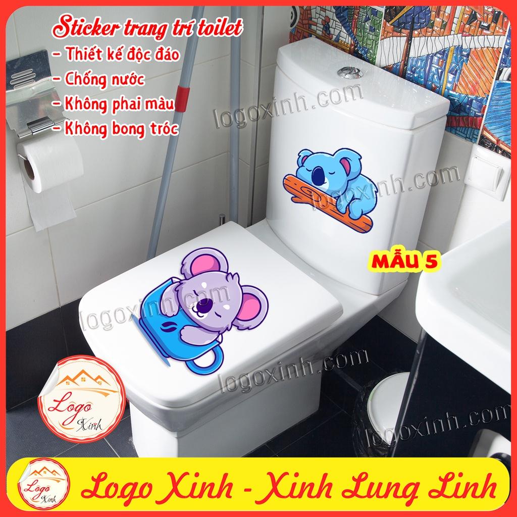 Bộ 2 Miếng dán trang trí Toilet siêu dễ thương, chất liệu decal chống nước tuyệt đối, Sticker dán WC nhà vệ sinh