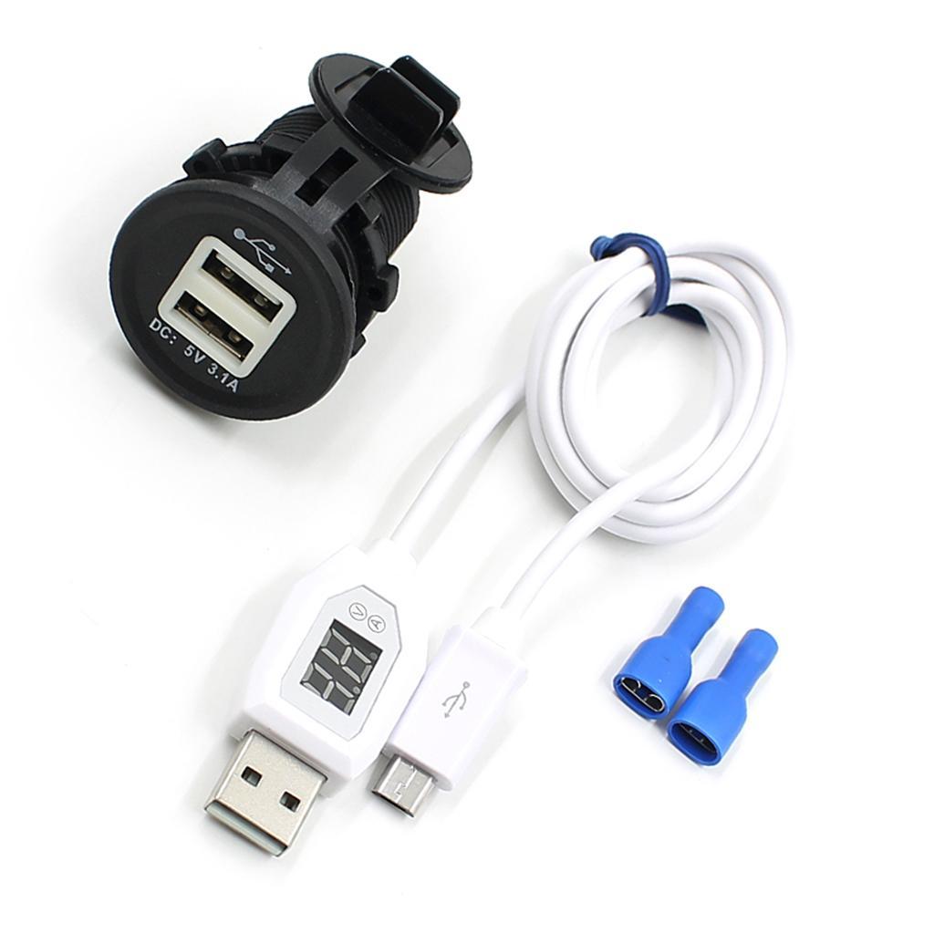 Motorcycle Waterproof Cigarette Lighter With USB Phone Charger LED Voltmeter