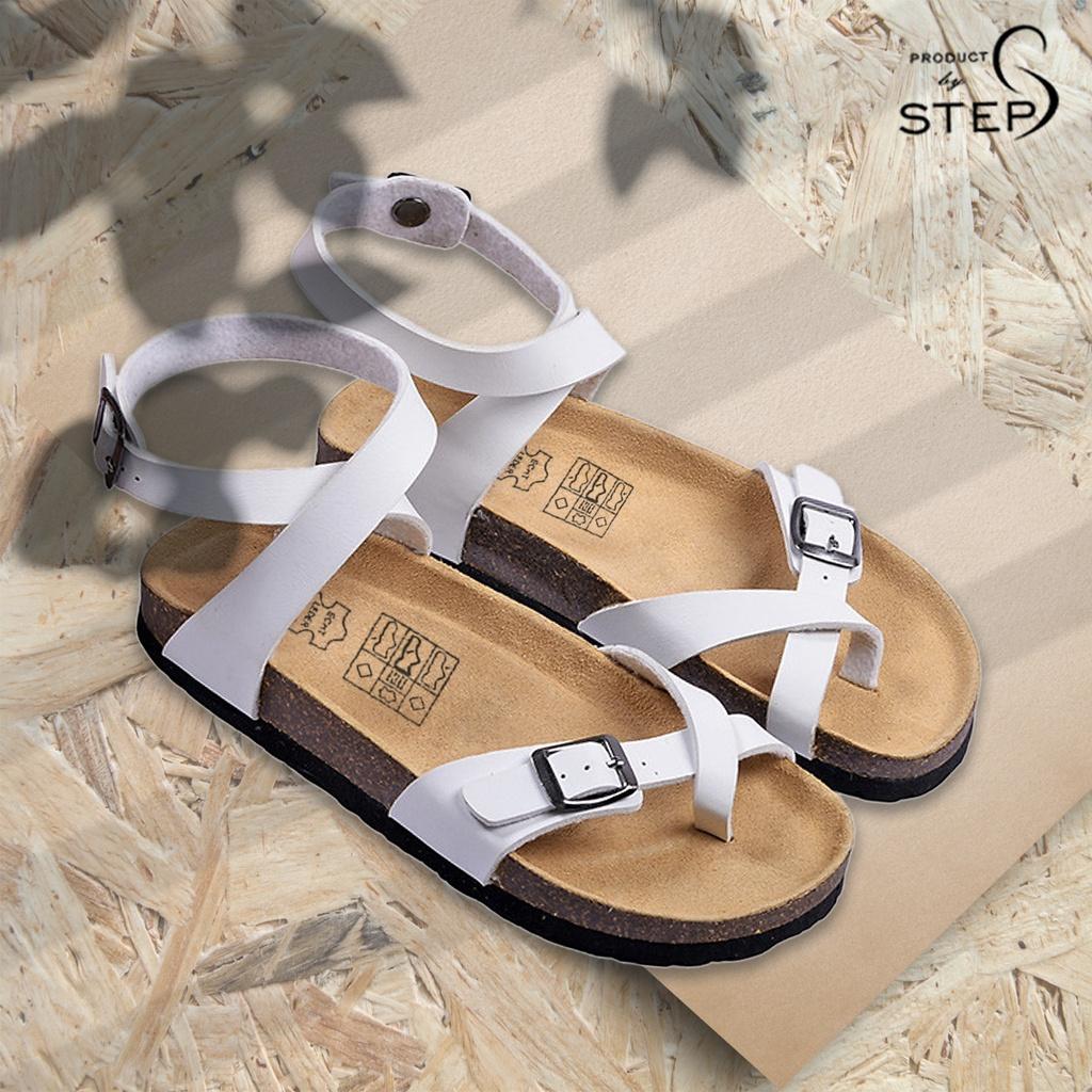 Giày đế trấu Unisex Da tổng hợp Quai xỏ ngón hậu quấn