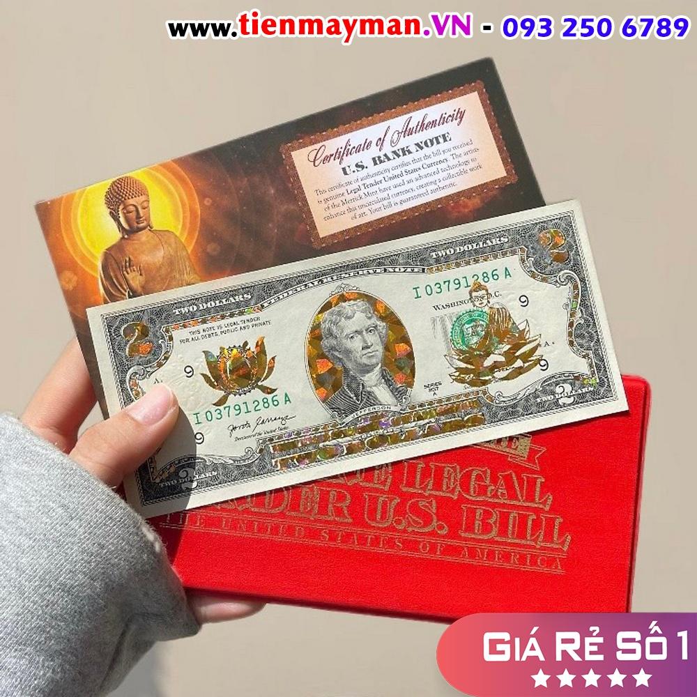 Tiền 2 USD Mạ Vàng Đức Phật Tọa Sen - Quà Tặng Phong Thủy Ý Nghĩa