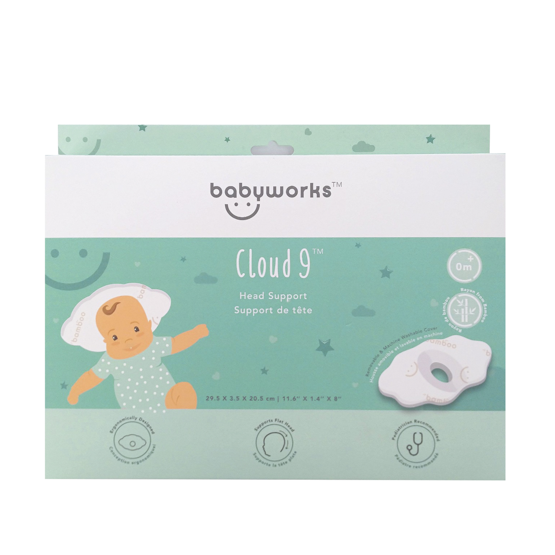 Babyworks Gối chống bẹt đầu cho bé - Đám mây màu trắng