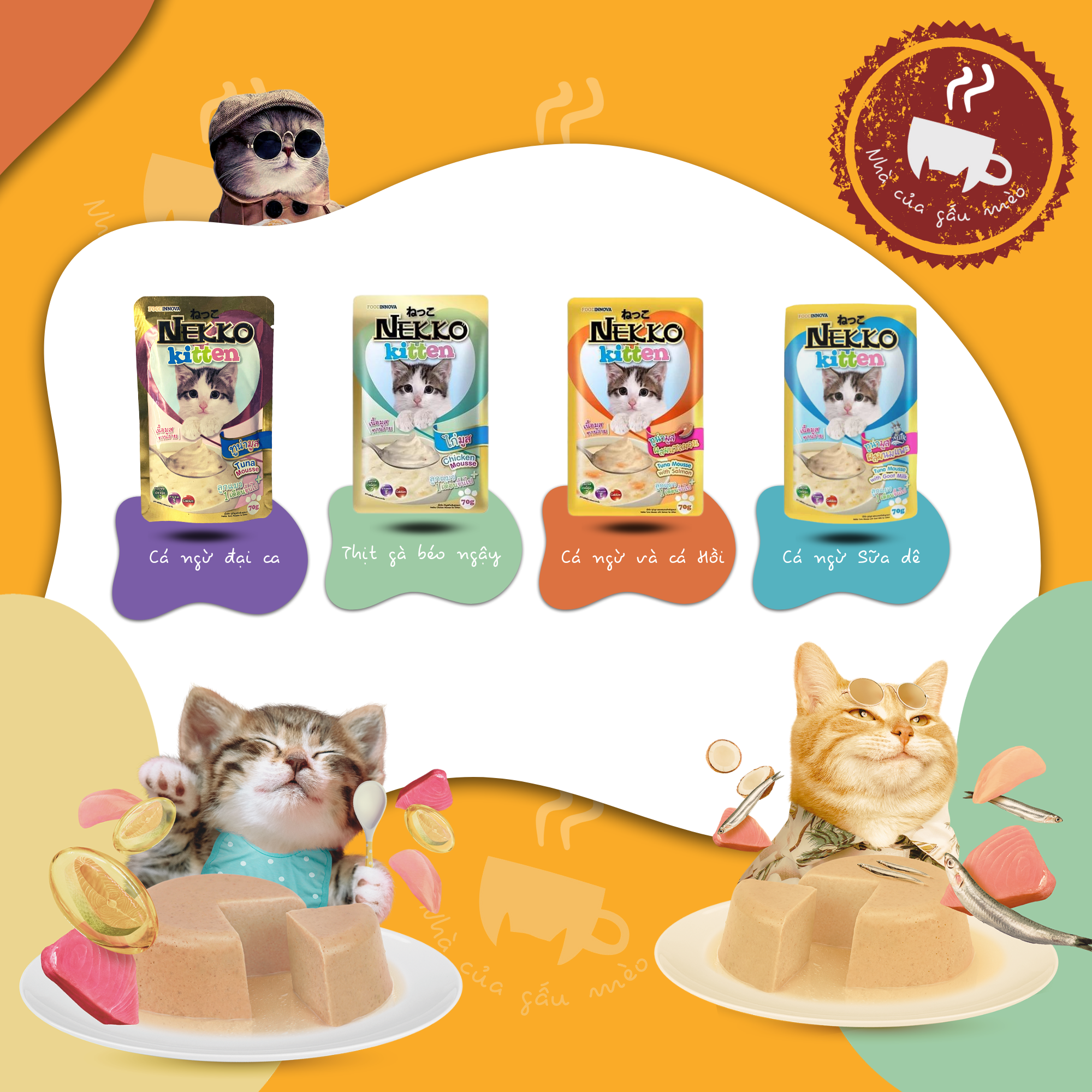 Hình ảnh Thức ăn cho mèo / Pate NEKKO Kitten dành cho Mèo con từ 1-12 tháng tuổi - gói 70g