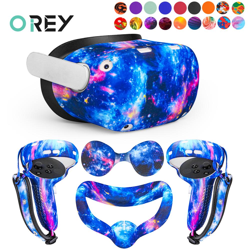 Vỏ bảo vệ silicon cho phụ kiện Oculus Quest 2 Hộp đựng tai nghe VR Head Face Cover Eye Pad Controller Cover Grip Trọn bộ Màu sắc: Tím đầy sao