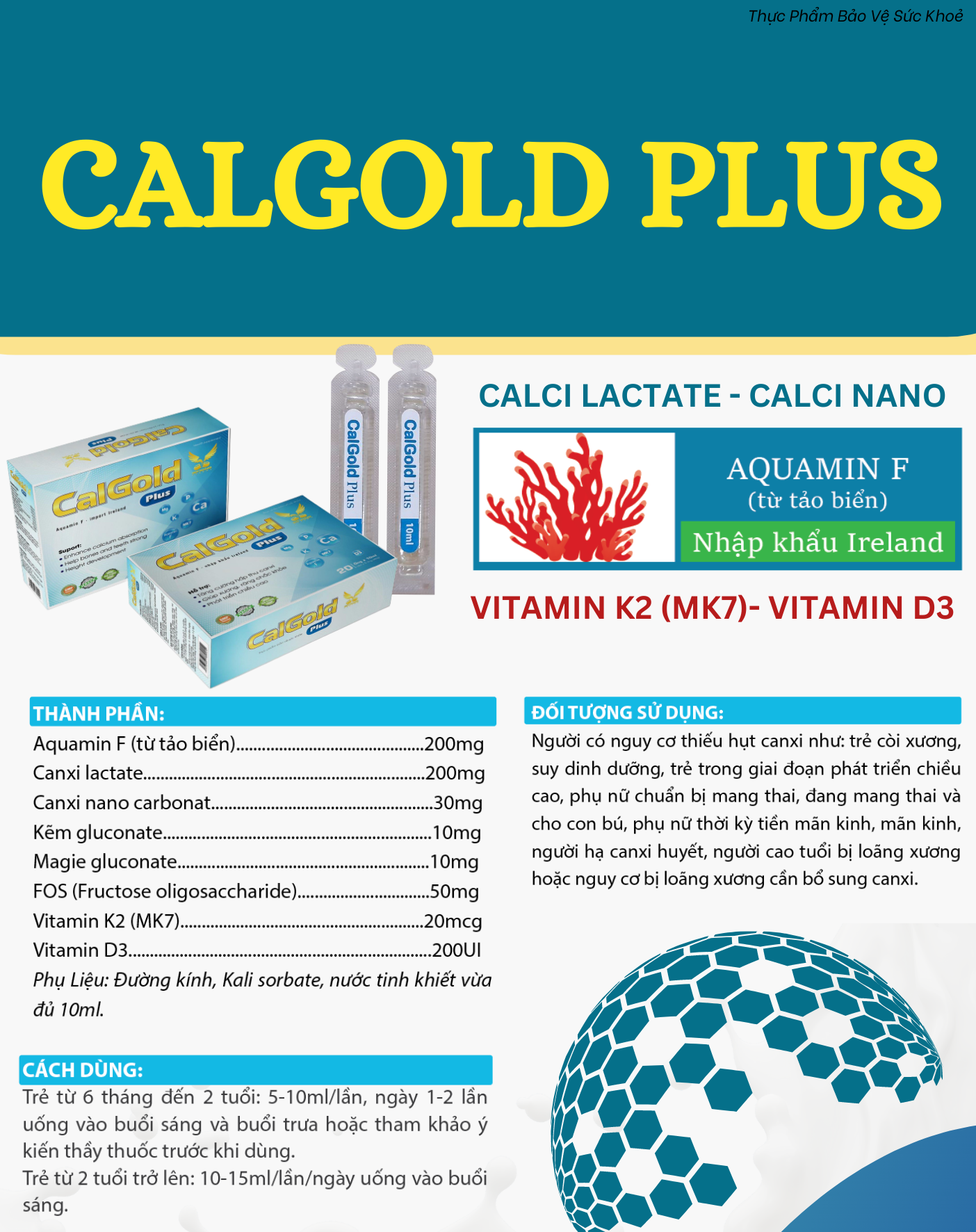 [TPBVSK] CALGOLD PLUS - Bổ sung canxi từ tảo biển đỏ (Nhãn vàng)