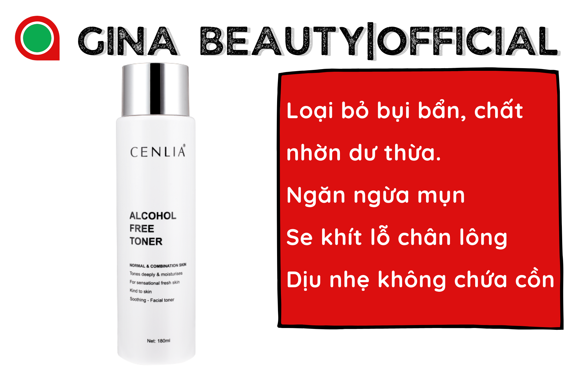 Toner không cồn Cenlia thấm sâu vào da, giúp lấy sạch bụi bẩn, chất nhờn dư thừa, ngăn ngừa mụn và se khít lỗ chân lông