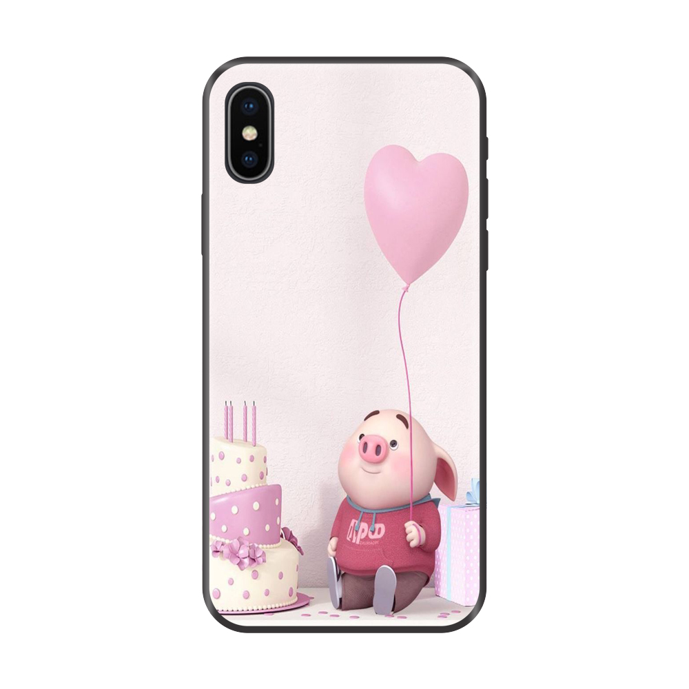 Ốp lưng TPU viền dẻo cho điện thoại IPHONE X Hình Heo Con Mừng Sinh Nhật