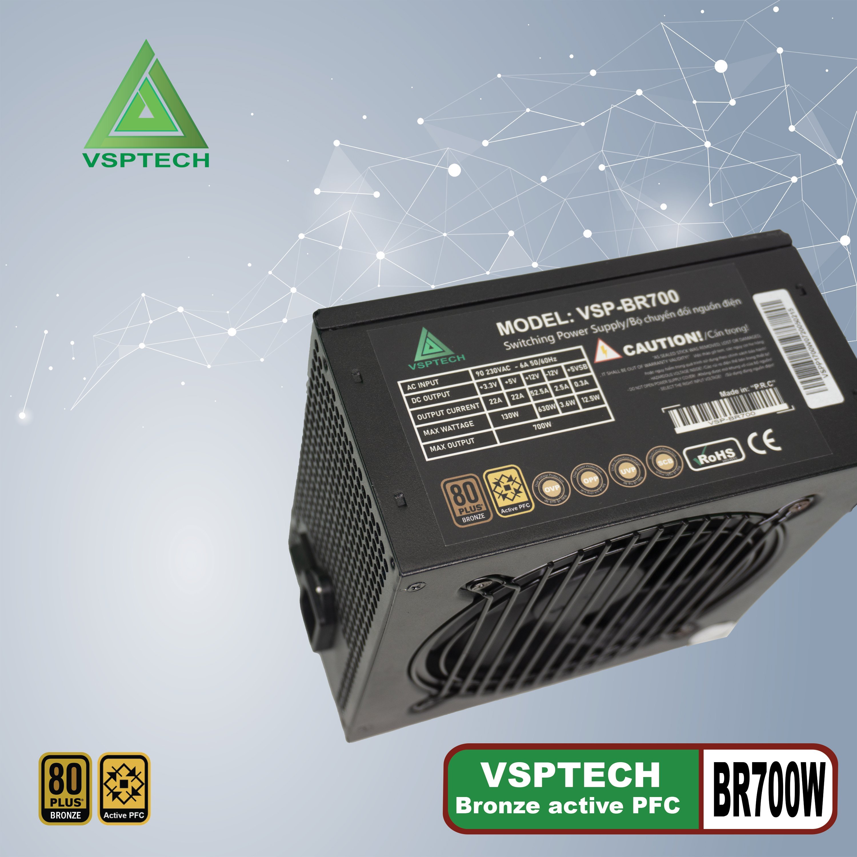 Nguồn VSPTECH VSP-BR700 700W 80 Plus Bronze - Hàng chính hãng