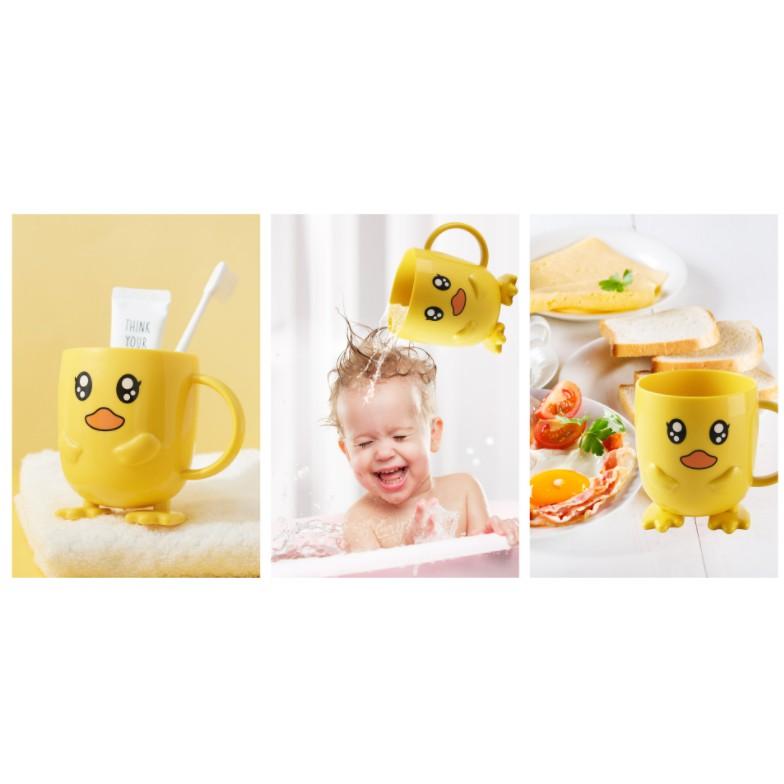 Cốc đánh răng, cốc uống nước cho bé hình vịt vàng siêu đáng yêu cốc to đẹp VINKID