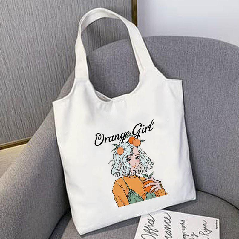 Túi tote vải canvas hình cô gái cá tính