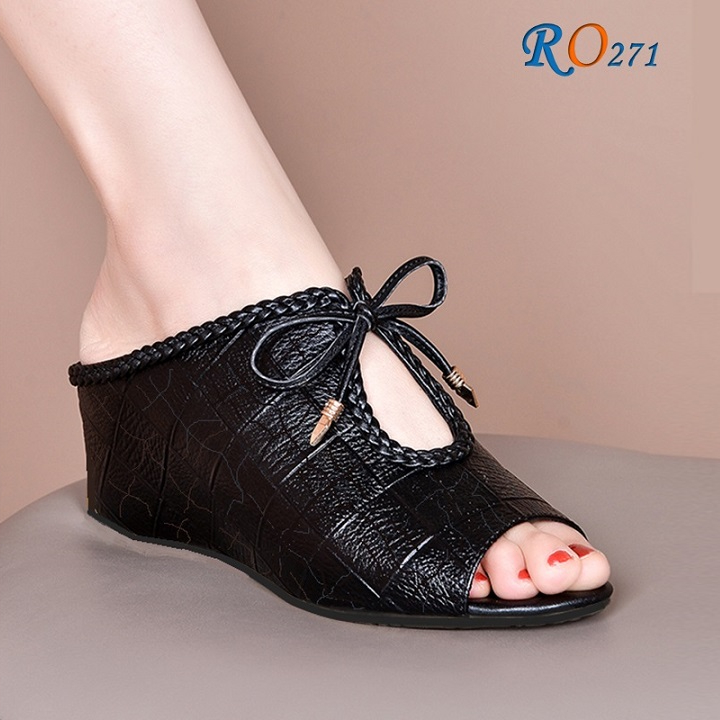 Giày sandal nữ cao gót 7 phân màu đen hàng hiệu rosata ro271